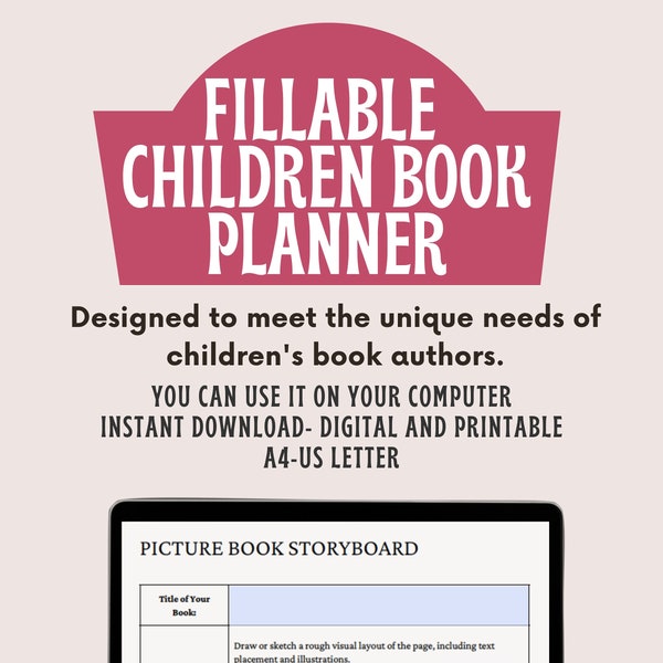 Fillable Children's Book Planner, Author Children Book Plan, Write a Children’s Book in 30 Days, Printable Picture Book Storyboard