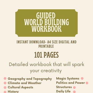 World Building Worksheet, Fantasy World Builder, Writing Guide Book, Fantasy World Planner, Fantasy World Building, Printable World Building