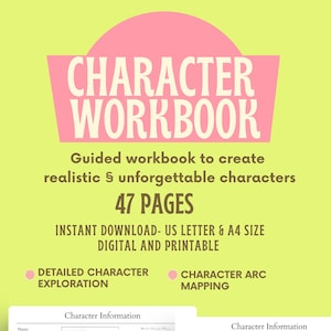 Novel Character Planner, Author Planner Character Workbook, Character Profile Book, Fanfic Novel Character Design, Character Profile Book