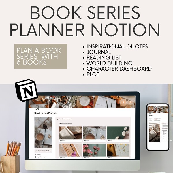 Book Series Notion Template - Novel Planner, Writing Organizer, Character Planner - Notion Templates for Writers and Book Series Authors