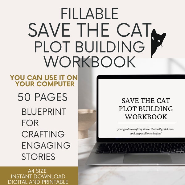 Fillable Save the Cat Novel Planner, Writing Worksheet  Planner, Novel Prep Plot Planner, Printable Plot Building for book writing workbook