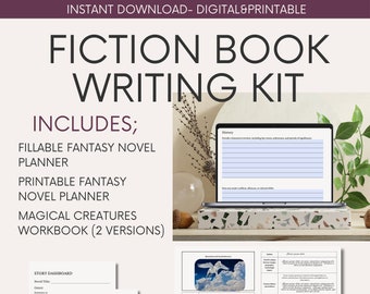 Fillable Fiction Book Writing Kit, World Building Worksheet, Writing Guide Book, Fantasy Novel Planner, Printable Fiction Book Planner