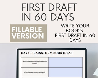 Fillable Guided Book Writing Planner in 60 Days, Novel Planner, Novel Planning Workbook, Novel Writing Kit, Outline a Novel, Plot Planner