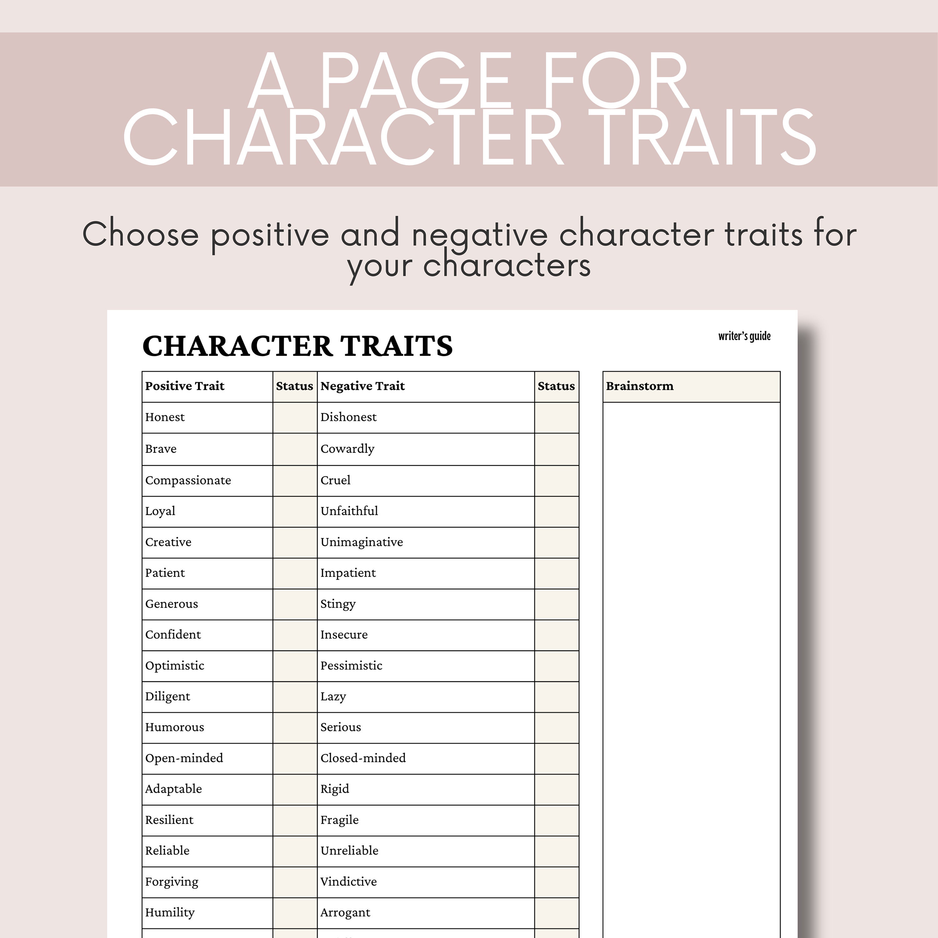 Fillable Character Profile, Printable Character Sheet, Character ...