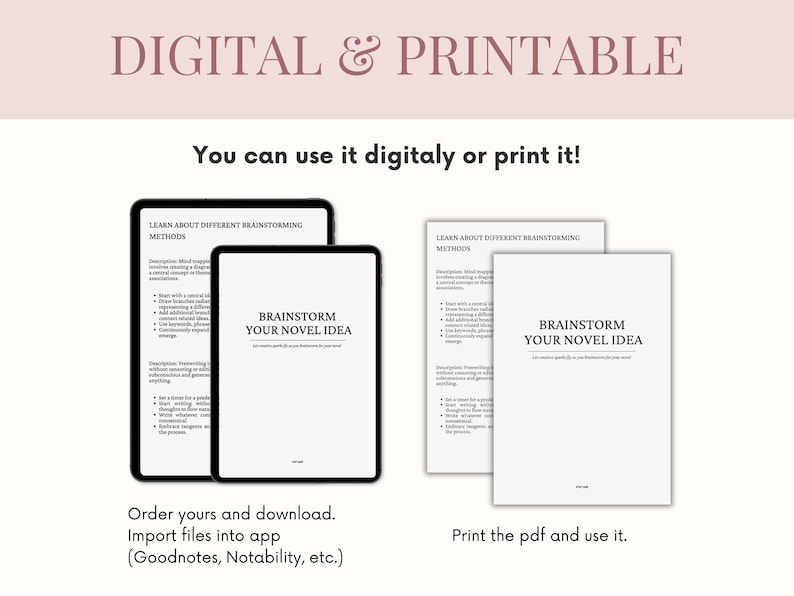 Writer Brainstorming Writing Template for Writers Block, Creative Writing Brainstorm Template, Writing Worksheet, Story Planner