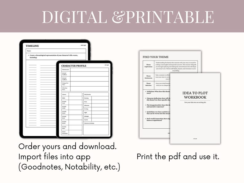 Novel Writing Planner, Author Book Planner for Novel Plotting, Write novel outline, Book Writing Planner, Novel Writing Prep Story Planner Character Chart Nanowrimo Planner