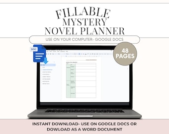 Mystery Novel Planner: Crime Writer Workbook, Murder Mystery Book Writing Worksheets-Thriller Novel(Fillable Google Docs)