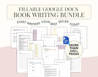 Novel Writing Planner Bundle: Author Book Writing Outline,Fillable Plotting Workbook (Google Docs Word)