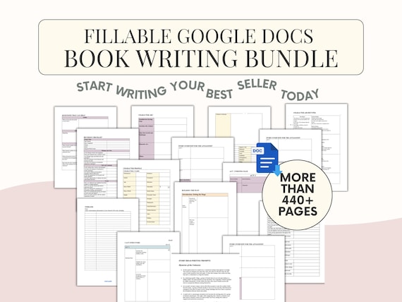 Novel Writing Planner Bundle: Author Book Writing Outline,Fillable Plotting Workbook (Google Docs Word)