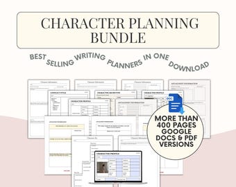 Character Planning Bundle: Book Writing Plan, Antagonist Planner, Character Chart Portrait (Fillable Google Docs and Fillable PDFs)