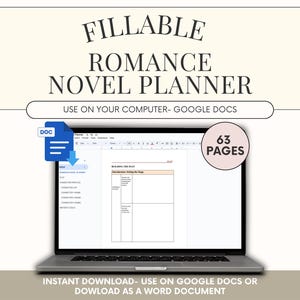 Planificador de novelas románticas: cuaderno de ejercicios para escribir una historia de amor para autores (rellenable, Documentos de Google)