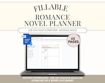 Planificateur de romans d'amour : écrivez un livre d'exercices pour les auteurs (à remplir, Google Docs)