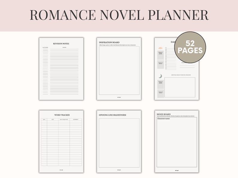 Fillable Fantasy Romance Novel Planner Kit World Building Workbook | Author Resource Writing Templates | Romance Story Planner | Romance Writing  Worksheets