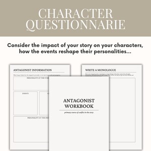 Novel Planner Writing Worksheets Novel Template Author Planner Writing Template Novel Workbook Writing Workbook Character Profiles Book Writing Planner Novel Outline antagonist workbook villain planner character creation