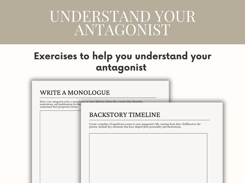 Novel Planner Writing Worksheets Novel Template Author Planner Writing Template Novel Workbook Writing Workbook Character Profiles Book Writing Planner Novel Outline antagonist workbook villain planner character creation