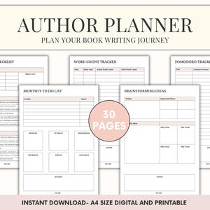 Agenda d'auteur : écrivez un livre, plan d'écriture quotidien, compteur de mots (PDF imprimable)