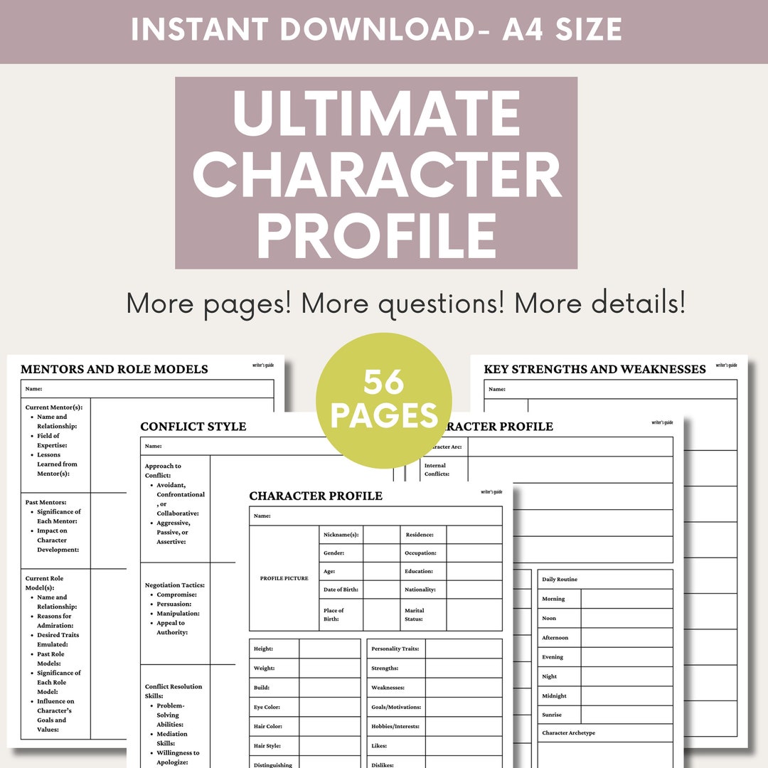Detailed Character Profile Printable Character Sheet Character Detailed Character Profile Printable Character Sheet Character