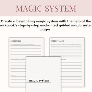 magic system
world building
writing worksheet
writing workbook
novel worksheet
fantasy workbook
author workbook
world building plan
fantasy book planner
fiction writing
writing work book
world building book
novel planner