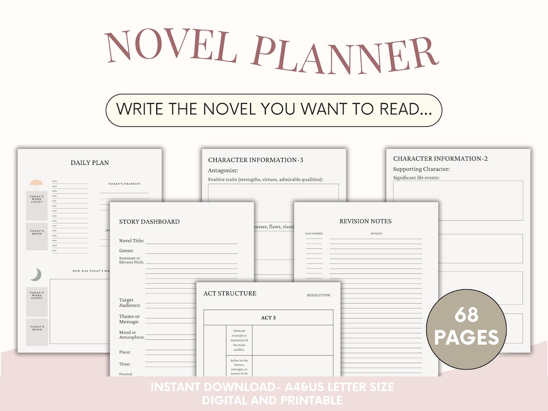 Novel Writing Planner: Author Story Outline, Guided Book Plotting ...