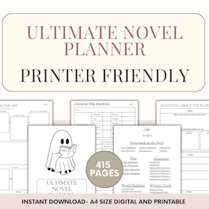 Novel Writing Planner for Author Book Writinf Planner Printable Writer Book Writing Template Author Tracker Story Plan