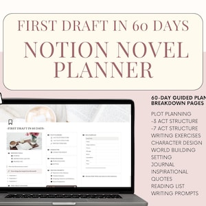 Notion Novel Writing Template: Write a Book in 60 Days, Character Profiles, Writing Prompts, Worldbuilding