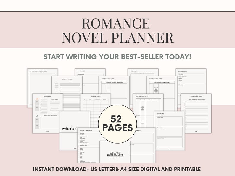 Romance Novel Planner  Novel Outline Workbook for Romance Authors Novel Planner Workbook How to Write a Romance Novel Story Template