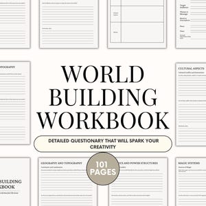 World Building Worksheet, Fantasy World Builder, Writing Guide Book, Fantasy World Planner, Fantasy World Building, Printable World Building