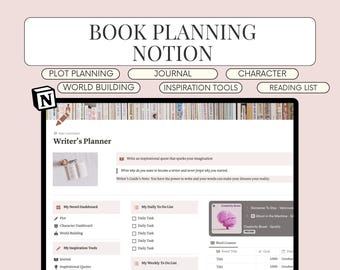 Book Planning Notion Template: Novel Planner, Writing and Plotting Tools for writers, Author Plan
