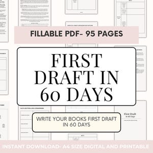 Fillable Novel Writing Planner: First Draft in 60 Days, Book Plot Outline Sheet (PDF)