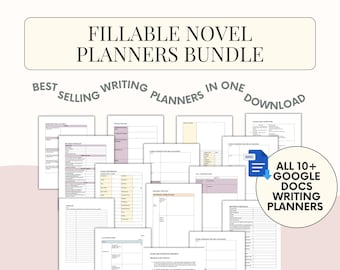 Planificador de escritura de novelas: esquema de escritura de libros de autor, cuaderno de trabajo de planificación rellenable (Google Docs Word)
