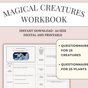 Magical Creatures Workbook: Fiction World Building Planner (Digital and Printable PDF)