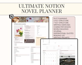 Author Notion Template Novel Planner: Plot Outline, Book Plan Dashboard