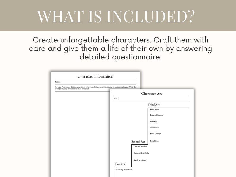 Fillable book character workbook, Author character profile planner, Novel writing template planner, Character writing worksheet, book plan