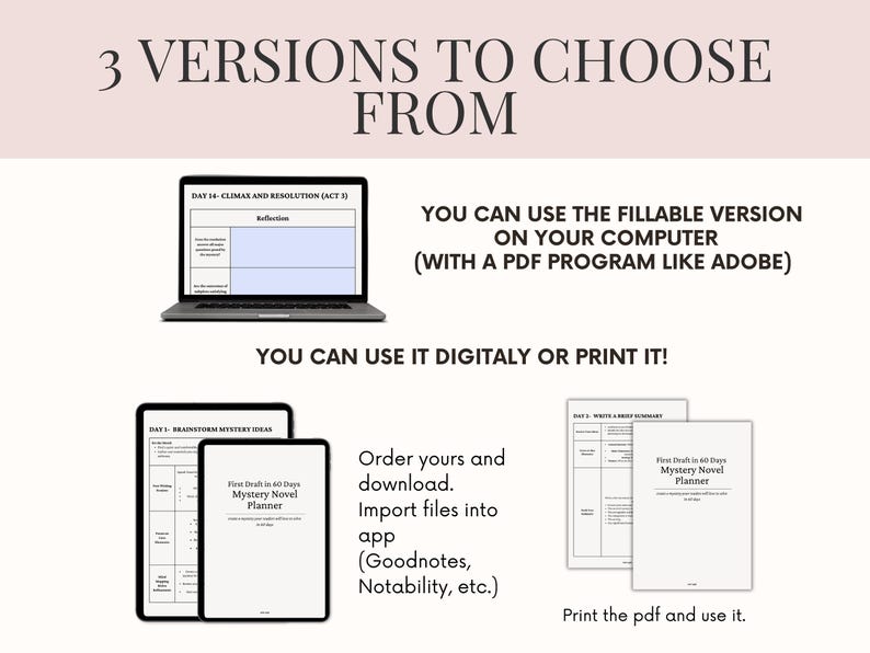 Murder Mystery Book Planner | Fillable Novel Planner Book Outline & Writing Worksheets | Mystery Writing Workbook for Crime Writers | Thriller Novel Plan & Book Series Planner