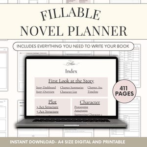 Book Planner Novel Workbook Story Planner Author Planner Organizer Creative Writing Novel Template Write a Novel Writing Worksheet