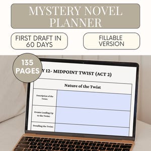 Murder Mystery Book Planner | Fillable Novel Planner Book Outline & Writing Worksheets | Mystery Writing Workbook for Crime Writers | Thriller Novel Plan & Book Series Planner
