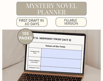 Murder Mystery Book Planner, Fillable Thriller Novel Planner Book Outline & Writing Worksheets | Mystery Writing Workbook for Crime Writers