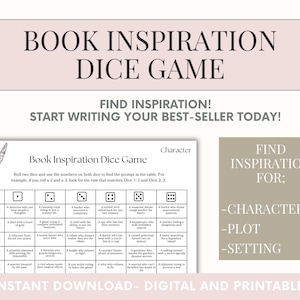Book Writing Game  Fun Writing Tools  Prompts for Novel Writing, Fiction Writing a Book – How to Write a Novel, Author Fantasy Workbook