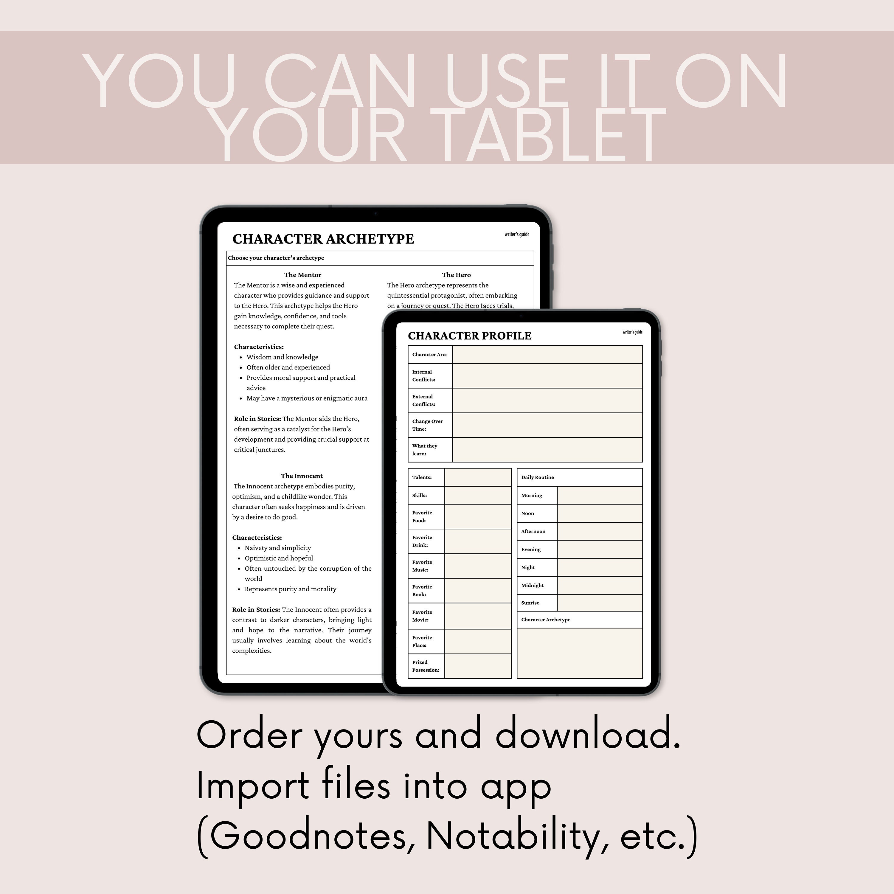 Fillable Character Profile, Printable Character Sheet, Character ...