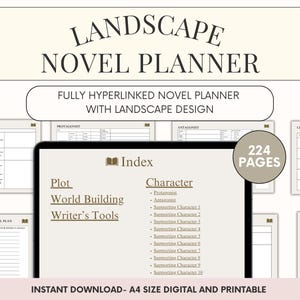 Planer pisania powieści: Zeszyt ćwiczeń z profilami postaci, Przygotowanie do napisania książki, Nanowrimo (wersja cyfrowa i do druku)