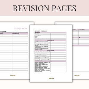 Pu&ograve; includere: Tre pagine di revisione bianche con accenti rosa. La pagina superiore &egrave; etichettata "Note di revisione" con colonne per i numeri di pagina e le note. La pagina centrale &egrave; una "Lista di controllo della revisione". Il testo in alto recita "Pagine di revisione".