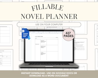 Novel Writing Planner: Worldbuilding, Character Chart, Story Outline, Author Planner (Google Docs, Word)