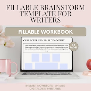 Fillable Brainstorming Writing Template Worksheets, Novel Outline, Plot Planner, Author Workbook, How to Write a Book Planner
