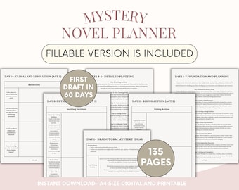 Fillable Mystery Novel Planner- First Draft in 60 Days