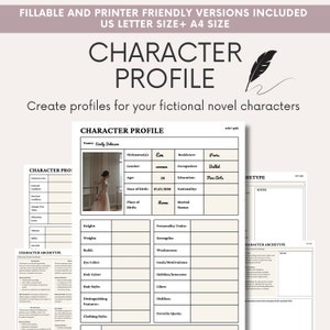 Fillable Character Profile, Printable Character Sheet, Character ...