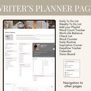 Notion Book Writing Template: Writer's Dashboard, Novel Planner - Etsy