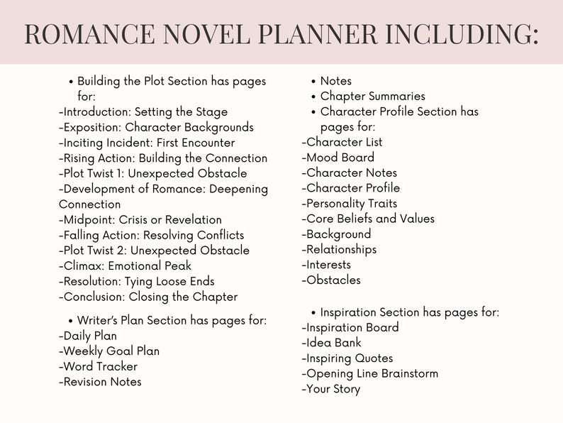 Fillable Fantasy Romance Novel Planner Kit World Building Workbook | Author Resource Writing Templates | Romance Story Planner | Romance Writing  Worksheets