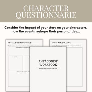 Novel Planner Writing Worksheets Novel Template Author Planner Writing Template Novel Workbook Writing Workbook Character Profiles Book Writing Planner Novel Outline antagonist workbook villain planner character creation