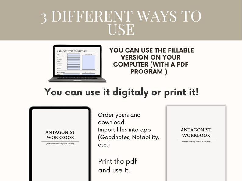 Novel Planner Writing Worksheets Novel Template Author Planner Writing Template Novel Workbook Writing Workbook Character Profiles Book Writing Planner Novel Outline antagonist workbook villain planner character creation