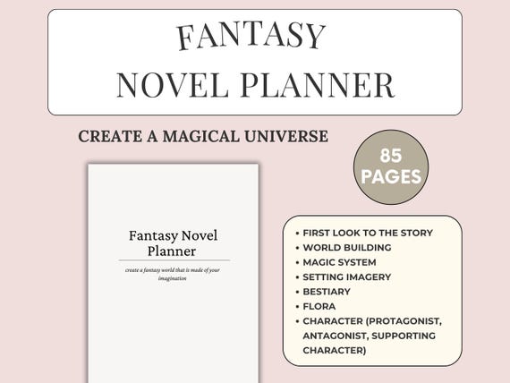 Fantasy Novel Planner: World Building, Magic Systems, Writing Worksheets for Fiction